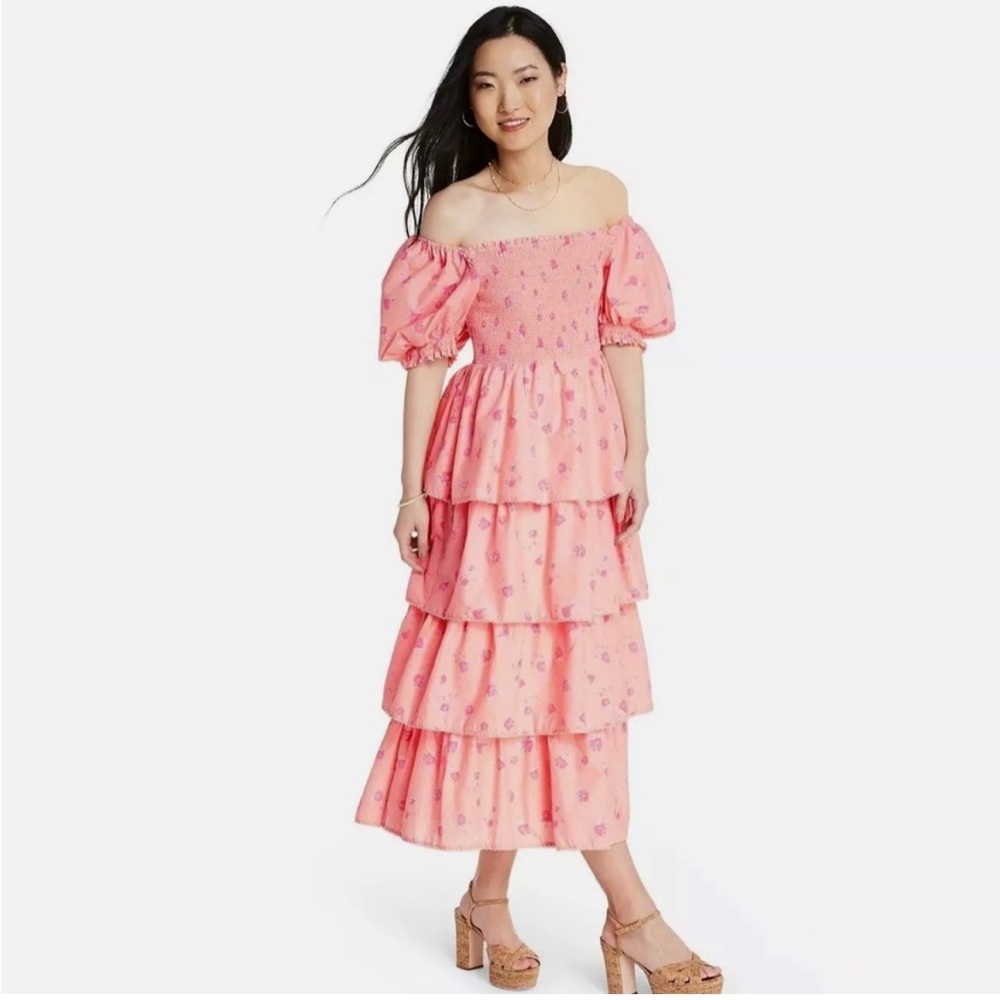 LoveShackFancy x Target Pink floral  Ruffled Dress - women’s medium